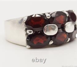 LOT Large Antique Solid Silver Ring - Garnet - Signet Ring with Natural Stones