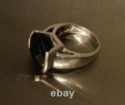 LOT Large Antique Solid Silver Ring - Garnet - Signet Ring with Natural Stones