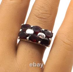 LOT Large Antique Solid Silver Ring - Garnet - Signet Ring with Natural Stones