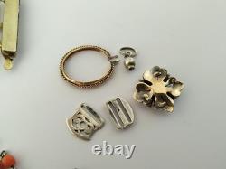 LOT OF ANTIQUE EMPIRE SILVER GILT CLASPS 1819 1838 CORAL BEADS jewelry
