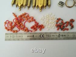 LOT OF ANTIQUE EMPIRE SILVER GILT CLASPS 1819 1838 CORAL BEADS jewelry