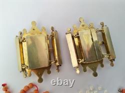LOT OF ANTIQUE EMPIRE SILVER GILT CLASPS 1819 1838 CORAL BEADS jewelry