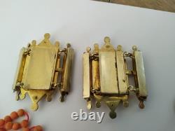 LOT OF ANTIQUE EMPIRE SILVER GILT CLASPS 1819 1838 CORAL BEADS jewelry