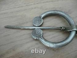 Large 19th 19th Solid Silver Fibula 117.6g 17cm Long