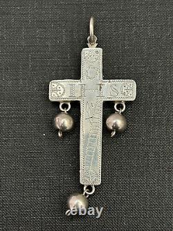 Large 19th Century Antique Solid Silver Pectoral Cross