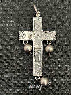 Large 19th Century Antique Solid Silver Pectoral Cross