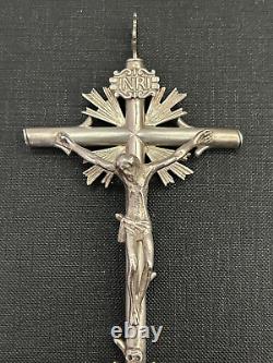 Large 19th Century Antique Solid Silver Pectoral Cross