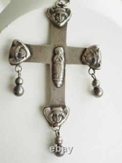Large Antique Regional Cross Solid Silver Pendant