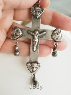 Large Antique Regional Cross Solid Silver Pendant