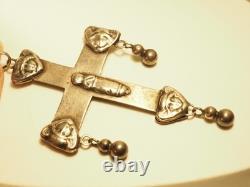 Large Antique Regional Cross Solid Silver Pendant