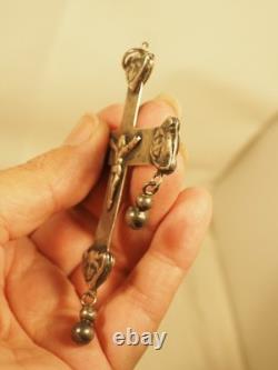 Large Antique Regional Cross Solid Silver Pendant