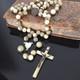 Large Antique Rosary Mother Of Pearl And Solid Silver 19th Century