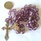 Large Antique Rosary In Solid Silver And Colored Glass Beads