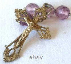Large Antique Rosary in Solid Silver and Colored Glass Beads