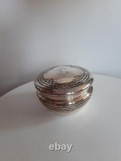 Large Antique Silver Box Massif Punch Minerve