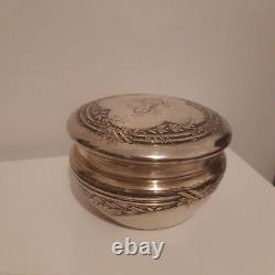 Large Antique Silver Box Massif Punch Minerve