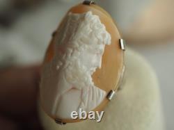 Large Antique Solid Silver Cameo Ring T52