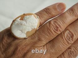 Large Antique Solid Silver Cameo Ring T52