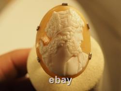 Large Antique Solid Silver Cameo Ring T52