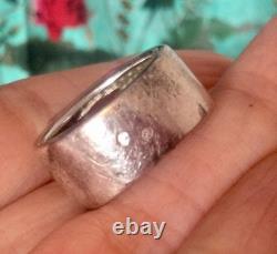 Large Antique Solid Silver Ring – Imperial Topaz – Size 52 Signet Ring – Art Deco – 925