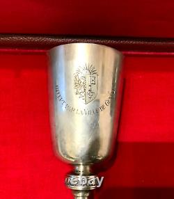 Large Cup or Ancient Empire Style Chalice with a Solid Silver Coat of Arms