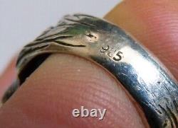Large Old Ring In Solid Argent And Stones Around 1970 Silver Ring