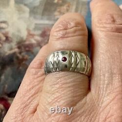 Large Old Solitary Ring Ruby, Silver Massif, Scissors