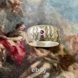 Large Old Solitary Ring Ruby, Silver Massif, Scissors