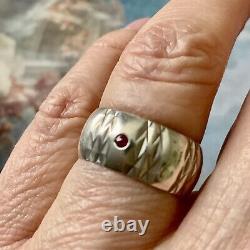 Large Old Solitary Ring Ruby, Silver Massif, Scissors