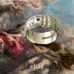 Large Old Solitary Ring Ruby, Silver Massif, Scissors