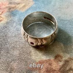 Large Old Solitary Ring Ruby, Silver Massif, Scissors