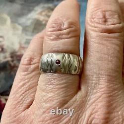 Large Old Solitary Ring Ruby, Silver Massif, Scissors