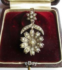 Large Pendant Former Napoleon III Flower Beads Silver Solid Silver Charm