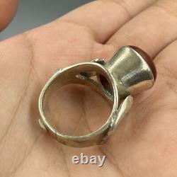 Large ancient Roman ring in solid silver, agate, king’s intaglio form