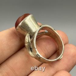 Large ancient Roman ring in solid silver, agate, king’s intaglio form