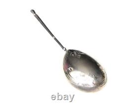 Large antique Russian solid silver 84 hallmark caviar spoon