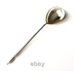 Large antique Russian solid silver 84 hallmark caviar spoon