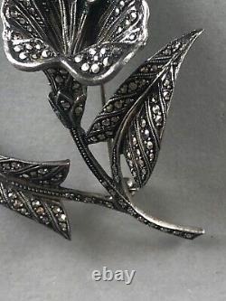 Large antique solid silver quality jewelry brooch