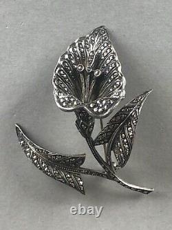 Large antique solid silver quality jewelry brooch