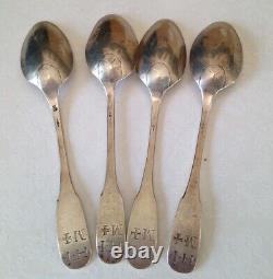 Lot 4 Small Silver Spoons Massif Xviiith Old Punches To See 49g
