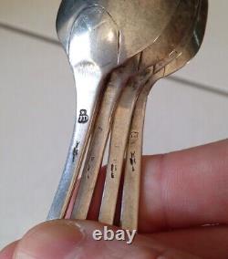 Lot 4 Small Silver Spoons Massif Xviiith Old Punches To See 49g