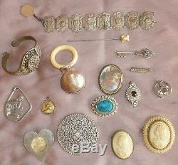 Lot Of Antique Jewelry And Vintage Sterling Silver Rattle + Restore