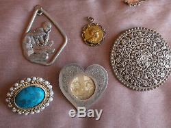 Lot Of Antique Jewelry And Vintage Sterling Silver Rattle + Restore