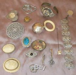 Lot Of Antique Jewelry And Vintage Sterling Silver Rattle + Restore