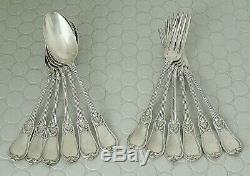 Lot Old Covered 6 Forks + 6 Spoon Sterling Silver Lapar XIX 1kg070