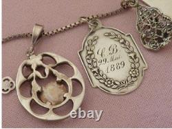 Lot of 10 ancient religious silver medals pendant on chain necklace