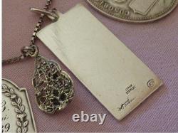 Lot of 10 ancient religious silver medals pendant on chain necklace