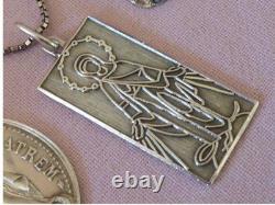 Lot of 10 ancient religious silver medals pendant on chain necklace