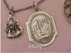 Lot of 10 ancient religious silver medals pendant on chain necklace