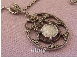Lot of 10 ancient religious silver medals pendant on chain necklace